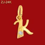 Złota zawieszka literka z cyrkonią "K" ZJ-24