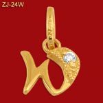 Złota zawieszka literka z cyrkonią "W" ZJ-24